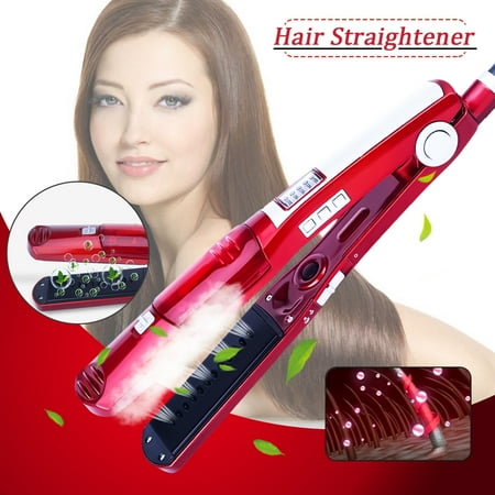 Ceramic Brush Flat Professional Ceramic Vapor Steam Hair Straightener Brush Flat Iron Fast Heating - Hair Styling Tools ()
