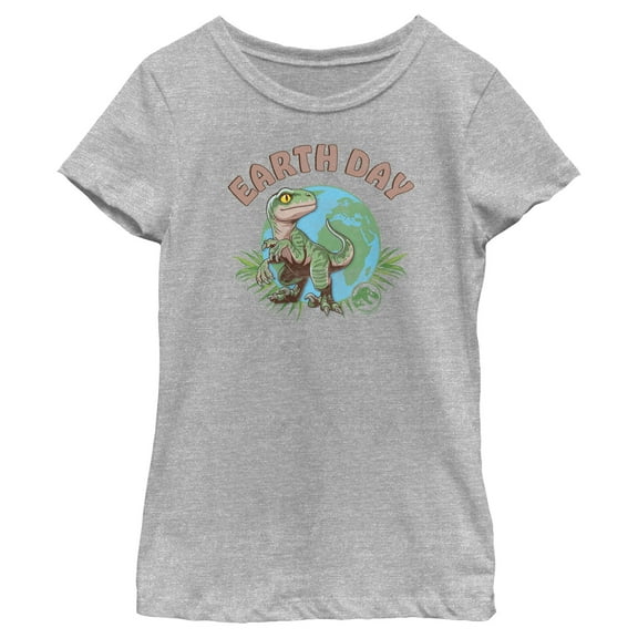 Girl's Jurassic World Earth Day Velociraptor Graphic Tee Athletic Heather Small