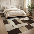 thumbnail image 3 of ODIKA 8'x10' Washable Area Rug Durable, Non-Slip Interlocking Shapes Neutral Blocks Brushstroke Large Beige Abstract Playful for Living Room, Under Sectional, Family, 3 of 7