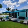 thumbnail image 3 of PURPLE LEAF 10 x 12FT Deluxe Rectangular Patio Umbrella with Base, Large Offset Cantilever Umbrella with 360° Rotation, Turquoise Blue, 3 of 15