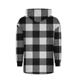 thumbnail image 6 of Christmas Women's Plaid Printed Fleece Thick Coats, Button-Down Hooded Sweater with Pockets, Fall Causual Outfits, 6 of 7