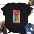 thumbnail image 2 of Gibobby Playera de Verano para Mujer Mujeres Casual Piña Impresión Mangas Cuello Redondo Camiseta Suelta Blusa Tops(Negro,G), 2 of 4