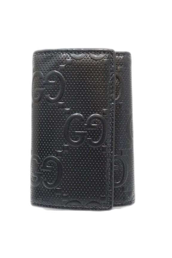 Pre-Owned GUCCI Gucci Key Case 625565 6-ring GG embossed leather black 181216 (Good)