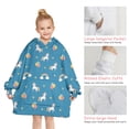 thumbnail image 6 of Blue Cartoon Unicorn Rainbow Cloud Star Balloon Blanket Hoodies for Kids 6-13YR Oversize Wearable Blanket Hoodies for Boys Girls Teens, 6 of 7