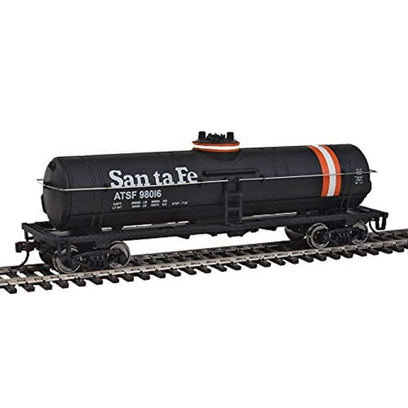 Walthers Trainline HO Scale Model Santa Fe Tank Car Black Orange White
