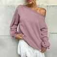 thumbnail image 6 of Womens Off Shoulder Sweatshirt Oversized Drop Shoulder Long Sleeve Fleece Pullover Top Fall Soft Outfits, 6 of 6