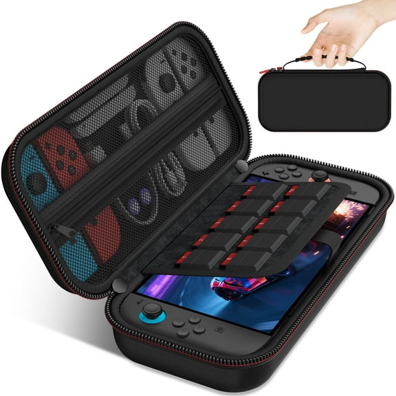 Daenfyy Carrying Case for Nintendo Switch 2, Protective Hard Shell Portable Switch Travel Case, Lightweight and Large Capacity, Accessories for Switch 2, Black