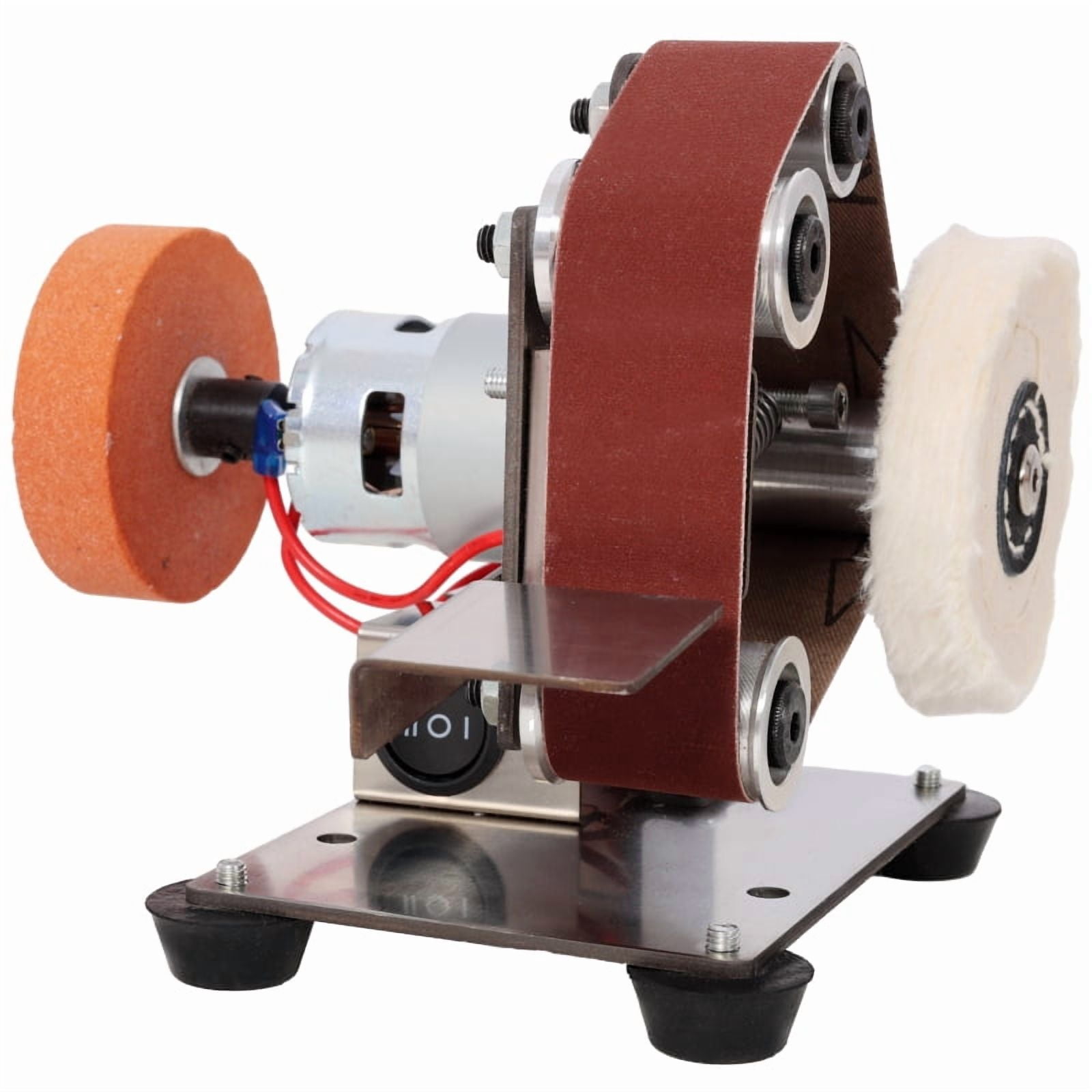 Mini Electric Belt-Sander Knife-Sharpener Sanding Machine 96W, Small Bench Grinder Kit 7 Speed Adjustable Power Polisher DIY Polishing Grinding Tool, Handcraft Jewelry