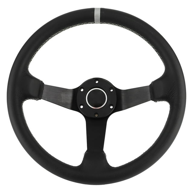 Steering Wheel Racing Steering Wheel Leather Steering Wheel Steering Wheel Replacement 350mm/14in For Style 6- Black Leather Racing Steering Wheel W/ Horn