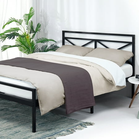 Best Price Mattress Frame-Presidio 14 Inch Heavy Duty Metal Platform Bed w/Headboard Mattress (Best Bed For Heavy Person)