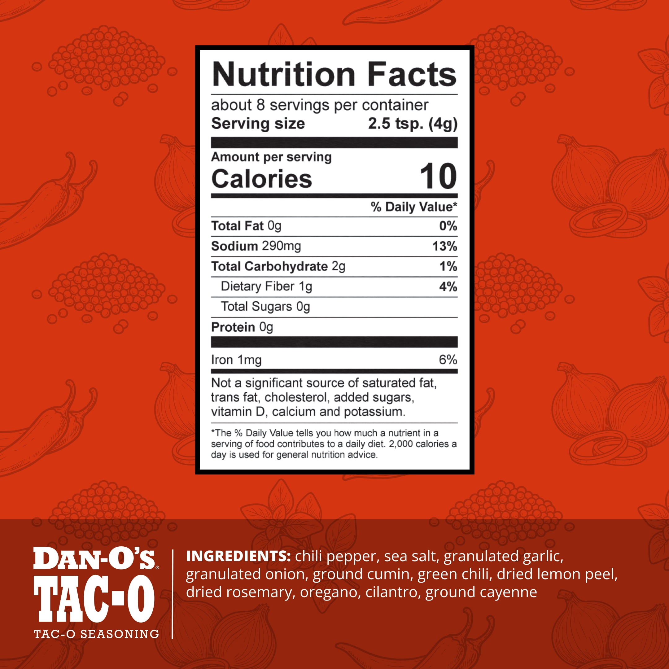 Dan-O's Tac-O Mild Seasoning Mix Single Serving Pack 1.1 oz