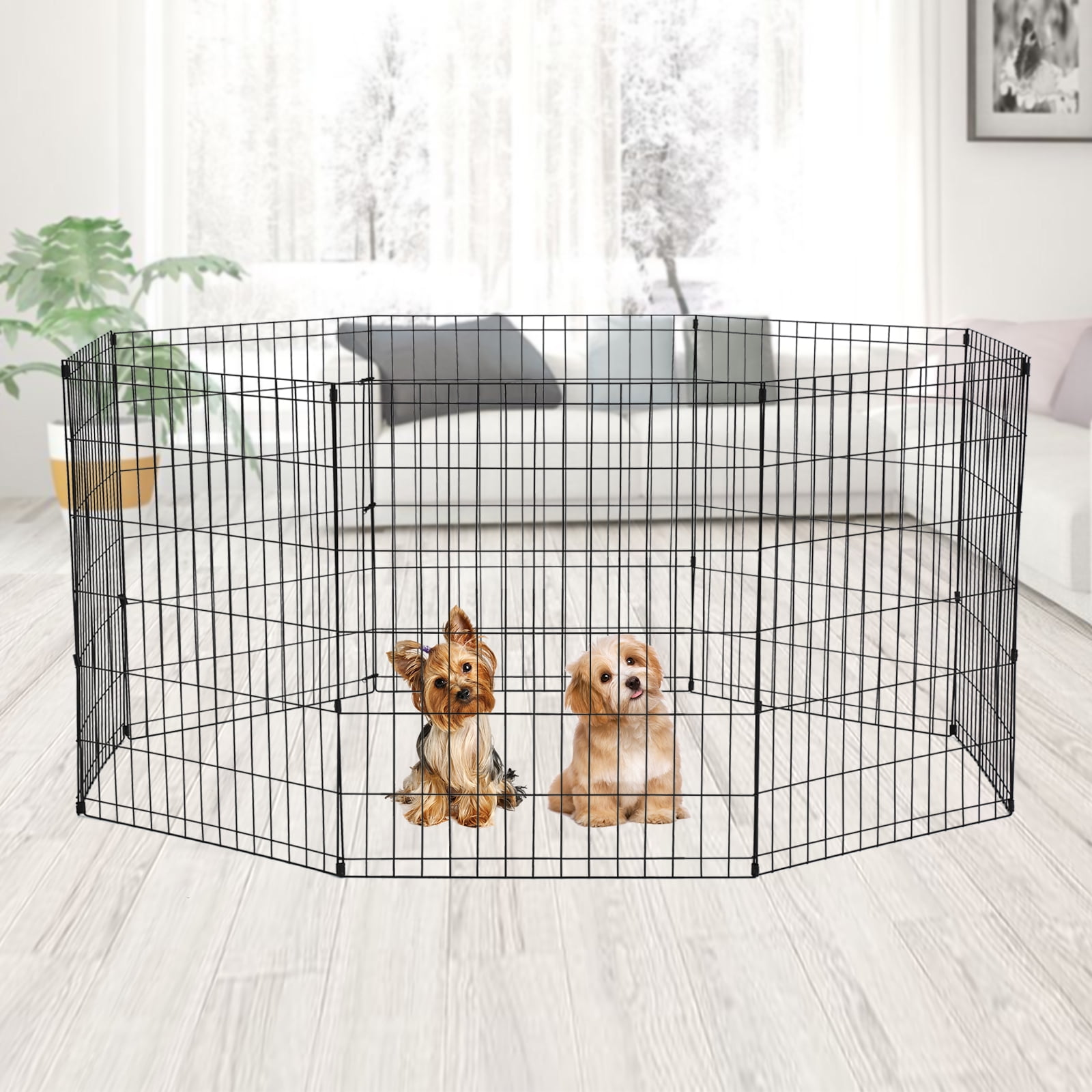GaoJ 42 Inch 8 Panels Tall Dog Playpen Large Crate Fence Pet Play Pen Exercise Cage
