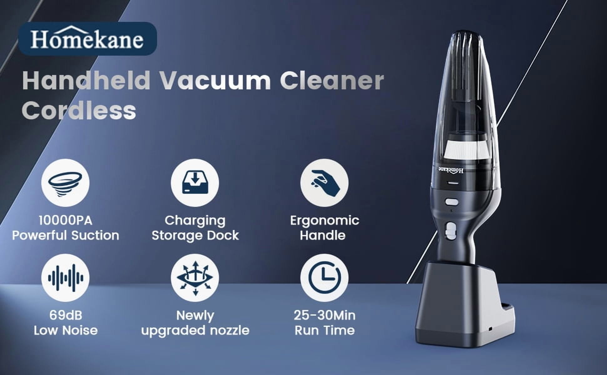HOMEKANE Handheld Vacuum Cordless, with 2 in 1 Charging Stand，10000PA Hand Vacuum, Portable Lightweight for Home Car Pet, New