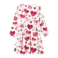 thumbnail image 5 of Girls Long Sleeve Dress with Heart Print, Soft Stretchy Casual A-Line Party Dress for Kids,Size 9-10 T, 5 of 5