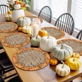 thumbnail image 3 of Fall Round Placemats Set of 4 Orange Pumpkin Place Mats Thanksgiving Woven Placemat Mushroom Fallen Maple Leaves Wooden Circle Braided Table Mat for Kitchen Dining Table Party Home Decor 15 Inch, 3 of 9