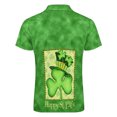 thumbnail image 6 of Polo Shirts for Men St. Patrick's Day Shamrock Print Lapel Zipper Short Sleeve Casual Festive Top Golf Shirts Mint Green S, 6 of 6