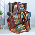 thumbnail image 4 of Bookshelf Soft Flannel Fleece Blanket, Digital Drawing Graphic of Home Library with Books About Different Subjects Image, Cozy Plush for Indoor and Outdoor Use, 70" x 90", Multicolor, by Ambesonne, 4 of 5