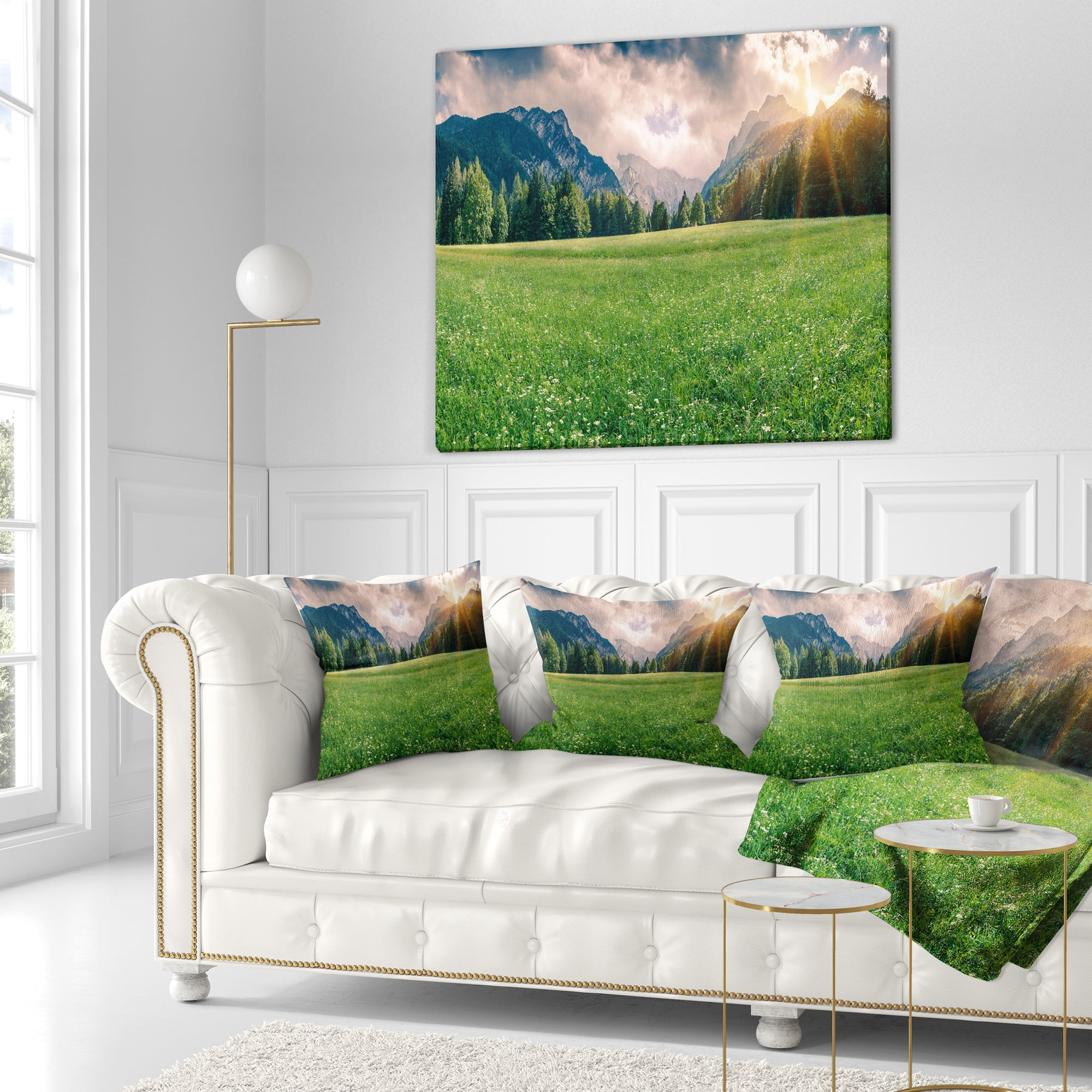 Designart Triglav Mountain Panorama - Landscape Photography Throw Pillow - 16x16