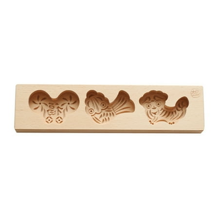 

Wooden Stamp Embossing Mold Peach Puppy Flowers Shape 3D Wooden Baking Mold
