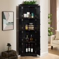 thumbnail image 2 of Sesslife Corner Storage Cabinet, 72" Kitchen Pantry Cabinet with 8 Doors, Farmhouse 4-Tier Pantry Cabinet for Bathroom, Living room, Kitchen, Freestanding Wooden Storage Organizer, Black, 2 of 8