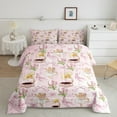 thumbnail image 2 of jejeloiu Kawaii Ballet Baer Bedding Comforter Set,Cute Bowknot Ribbon Twin Comforter Sets,Pink Tulip Flower Bedding Set For Girls Kids,Luxury Bedroom Decor Reversible,2pcs, 2 of 8