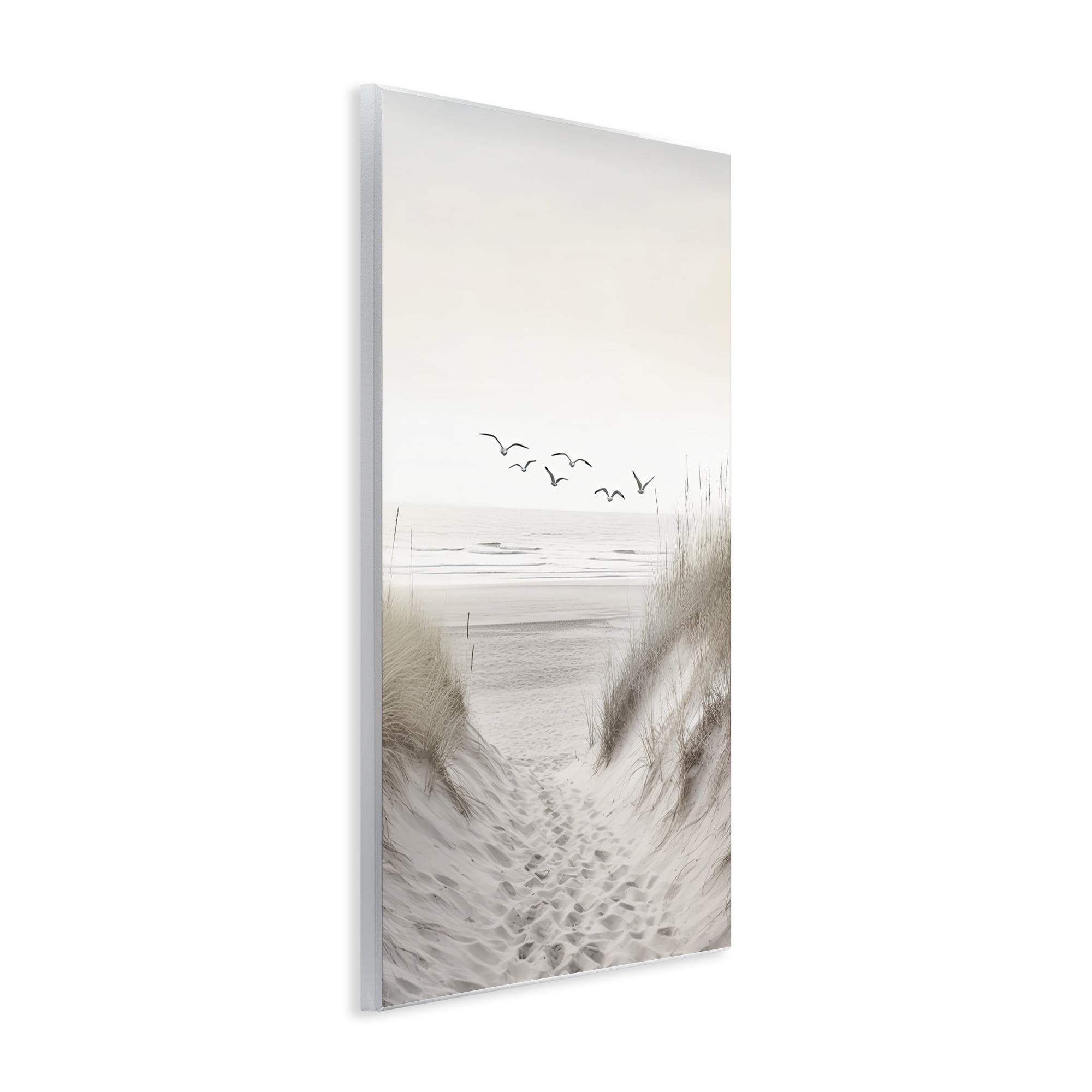 Seagulls over Sandy Footprints Wall Plaque Art, design by Decent Exposures
