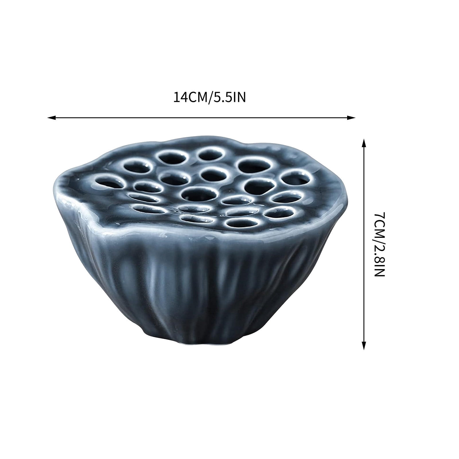 Ceramic Lotus Pod Vase Chinese Style Flower Arrangement For Dried Fresh Hydroponic Plants Tea Table Decor Blue