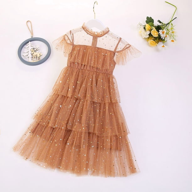 Vedolay Little Girl Dresses Girls Tulle Dress Floral Summer Wedding  Birthday Easter Casual Toddler Tea Party Dress,Brown 2-3 Years - Walmart  Business Supplies