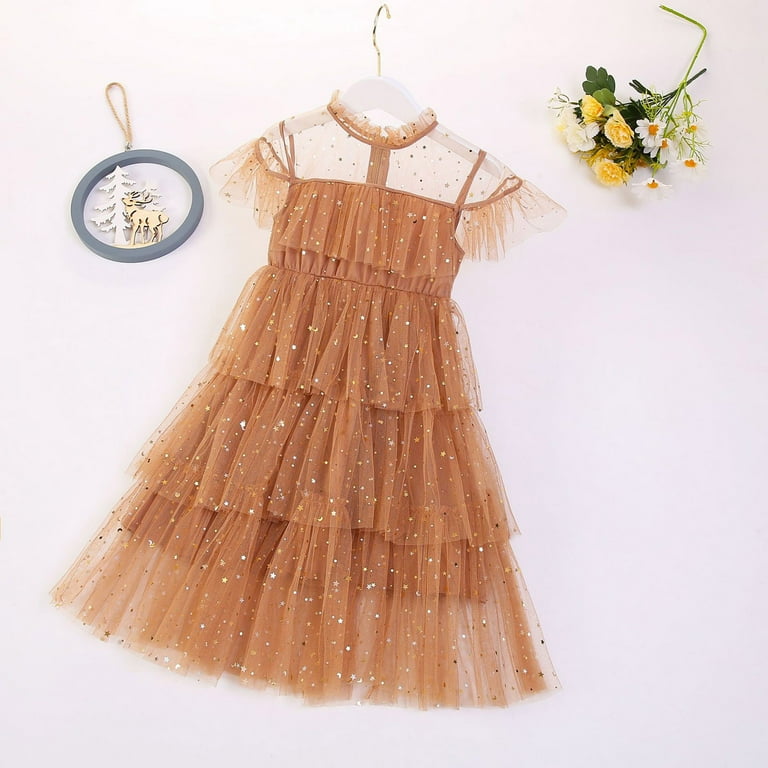 brown floral dress girls Maria de la Orden