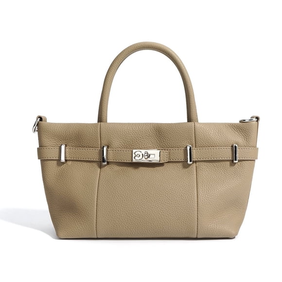 New top layer cowhide lychee pattern handbag 2024 simple commuter versatile shoulder messenger bag horizontal platinum bag