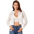 thumbnail image 1 of INSPIRE CHIC Blouson Bomber en Dentelle Transparente en Maille à Col Montant à Fermeture à Glissière pour Femme Blanc TG, 1 of 6