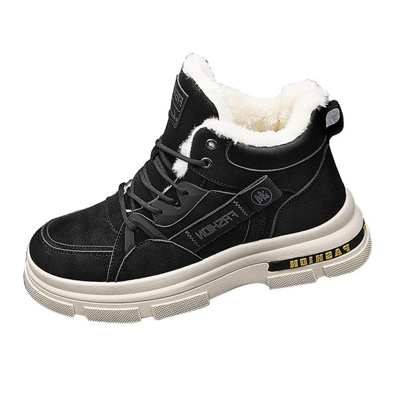 NOKIO Men'S Cozy Fur-Lined Snow Shoes Men'S Frost-Resistant High-Top Boots Couple Women Men Hiking Boot Shoes Cotton Short Shoes Snow Boots Men'S Cotton Winter Boots