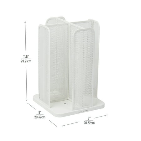 Mind Reader - 4-Compartment Carousel Cup and Lid Organizer - White Metal Mesh