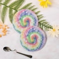 thumbnail image 3 of Rainbow Tie Dye Swirl Hippie Circle Batik Drinks Coasters, Non-Scratch Cork Base Round Cups Mats for Home Kitchen Bar Decor, 3 of 7