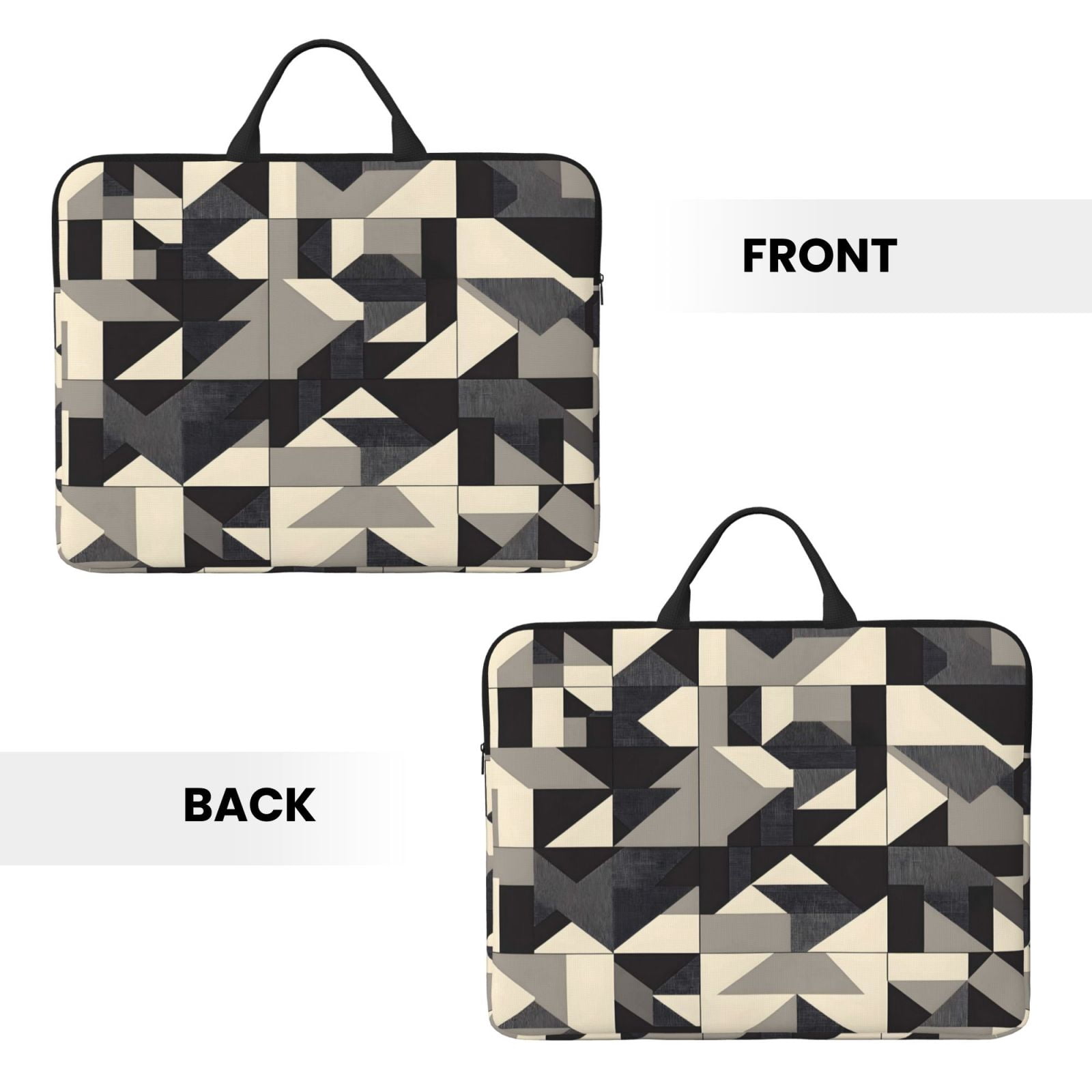 Laptop Sleeve Bag For Women Men 14inch Waterproof Durable Protective Computer Carrying Cover Handle Laptop Case Bag Dark Gray Geometric Patterns_1 (4)
