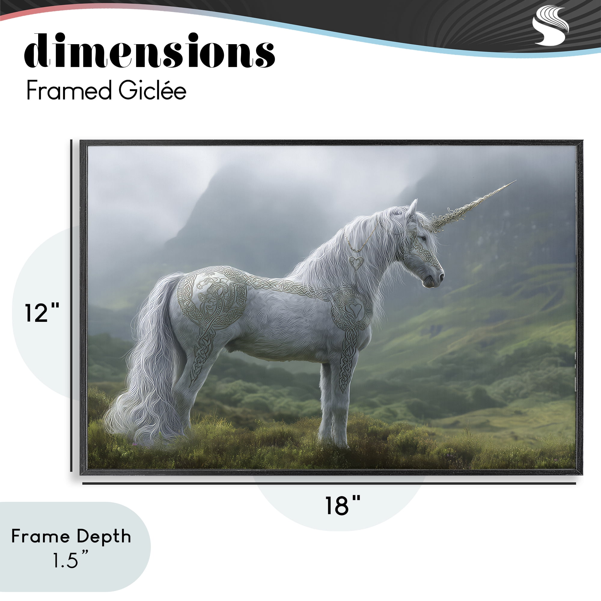 Stupell Industries Elegant Celtic Unicorn Black Framed Giclee Art, design by The Wands Want