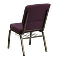 thumbnail image 4 of Flash Furniture 4 Pack HERCULES Series 18.5''W Church Chair in Plum Fabric with Cup Book Rack - Gold Vein FrameNative AmericanNative, 4 of 7