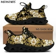 thumbnail image 1 of Zapatillas de deporte informales de malla barroca dorada para mujer, zapatos de plataforma transpirables con diseño floral europeo de lujo, ligeros y planos de viaje., 1 of 6