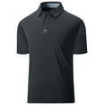 thumbnail image 3 of SPEEDRUN Men's Moisture-Wicking Quick-Dry Golf Polo Shirt Casual Business Short Sleeve Dark Gray XL, 3 of 7