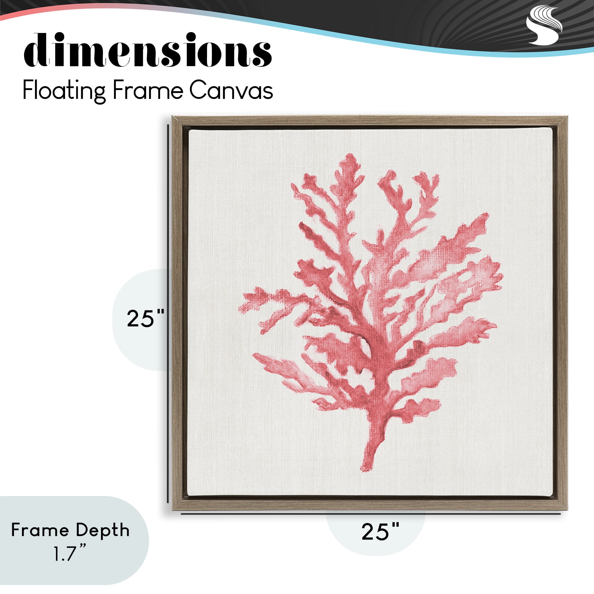 Stupell Industries Rosy Pink Coral Branch Brown Framed Floater Canvas Wall Art, design by Janet Tava
