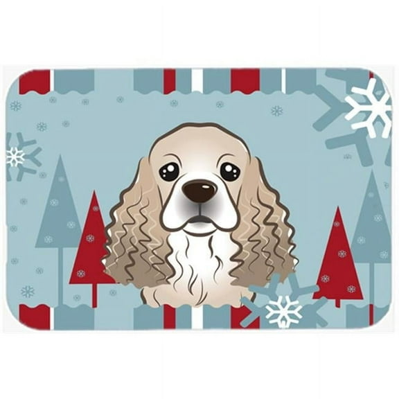 Caroline's Treasures Winter Holiday Cocker Spaniel Glass Cutting Board Large