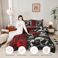 thumbnail image 3 of Homewish Spooky Horror Skull Queen Comforter Set,Red Rose Floral Comforter Sets Queen,Halloween Duvet,Black Reversible,3-Piece,1 Comforter and 2 Pillowcases, 3 of 7