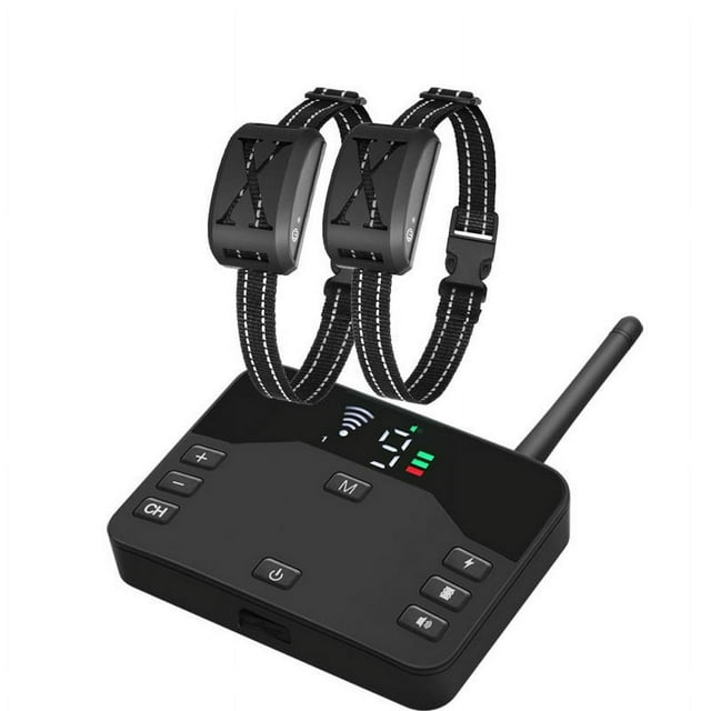 DEELLEEO Clôture Sans Fil pour Chien Clôture Électrique pour Chocs de Chien Collier d'Entraînement Télécommande Système de Confinement pour Animaux 2-en-1 Sans Fil avec Vibration Réglable et Choc Collier d'Entraînement Imperméable pour