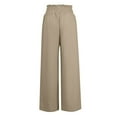 thumbnail image 4 of IDALL Linen Pants Women Wide Leg Pants Woman Women Solid Color Cotton And Linen Patchwork Pockets With Elastic Waist Casual Pants Baleaf Pants Women Summer Pants Khaki XL, 4 of 4