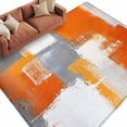thumbnail image 2 of Burnt Orange Grey Area Rugs 6x9 for Living Room, Oil Painting Smear Modern Abstract Art Non Slip Washable Rug Runner, Low Pile Indoor Floor Carpet Mat Bathroom Rugs for Bedroom, Kids Room, 2 of 9