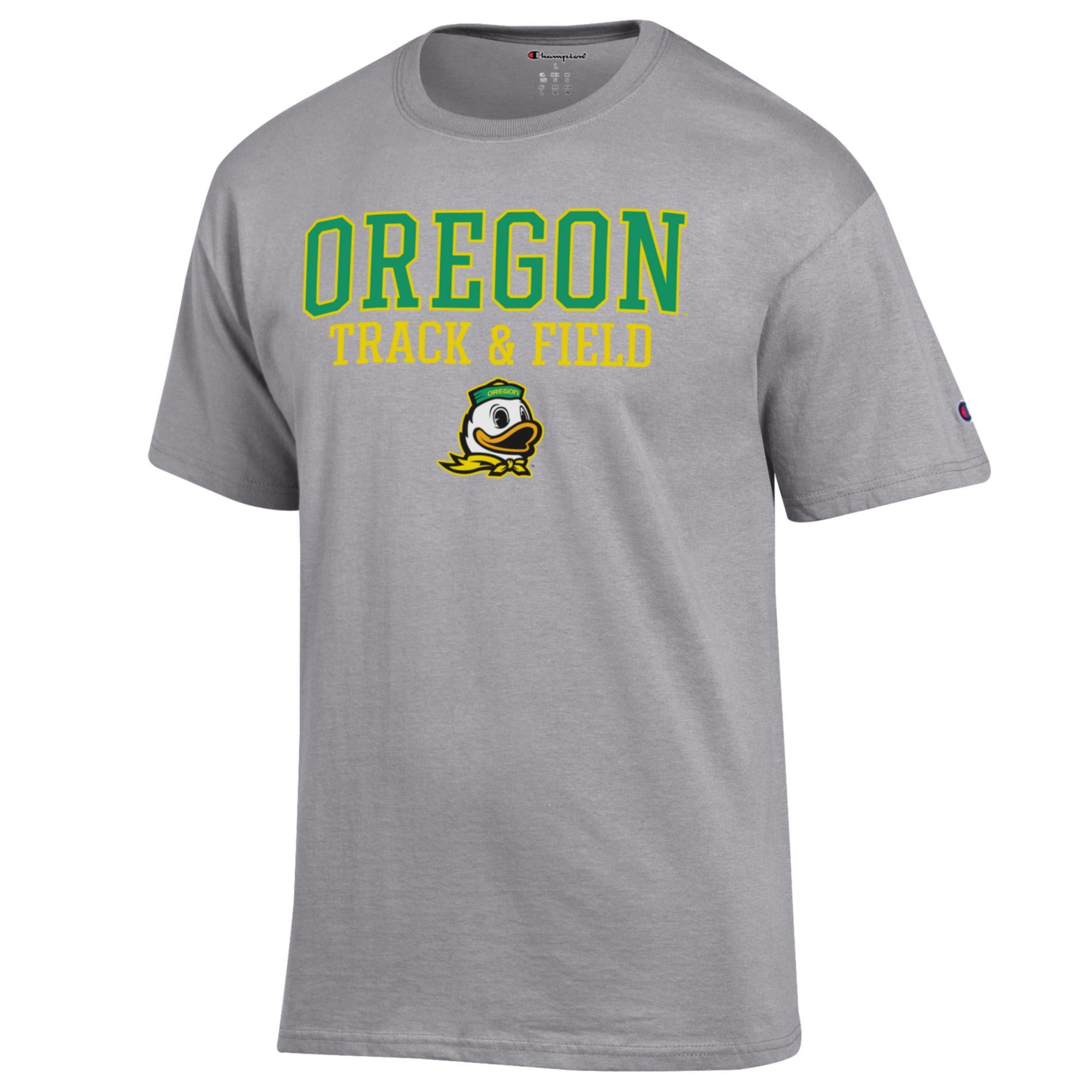 Men's Champion  Gray Oregon Ducks Track & Field Stack T-Shirt