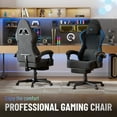 thumbnail image 3 of Huracan Velvet Fabric Gaming Chair for Adult Adjustable Height Video Gamer Chair with Footrest&Massage Lumbar Cushion High Back Computer Deak Chair for Office Home,Black+Blue, 3 of 10