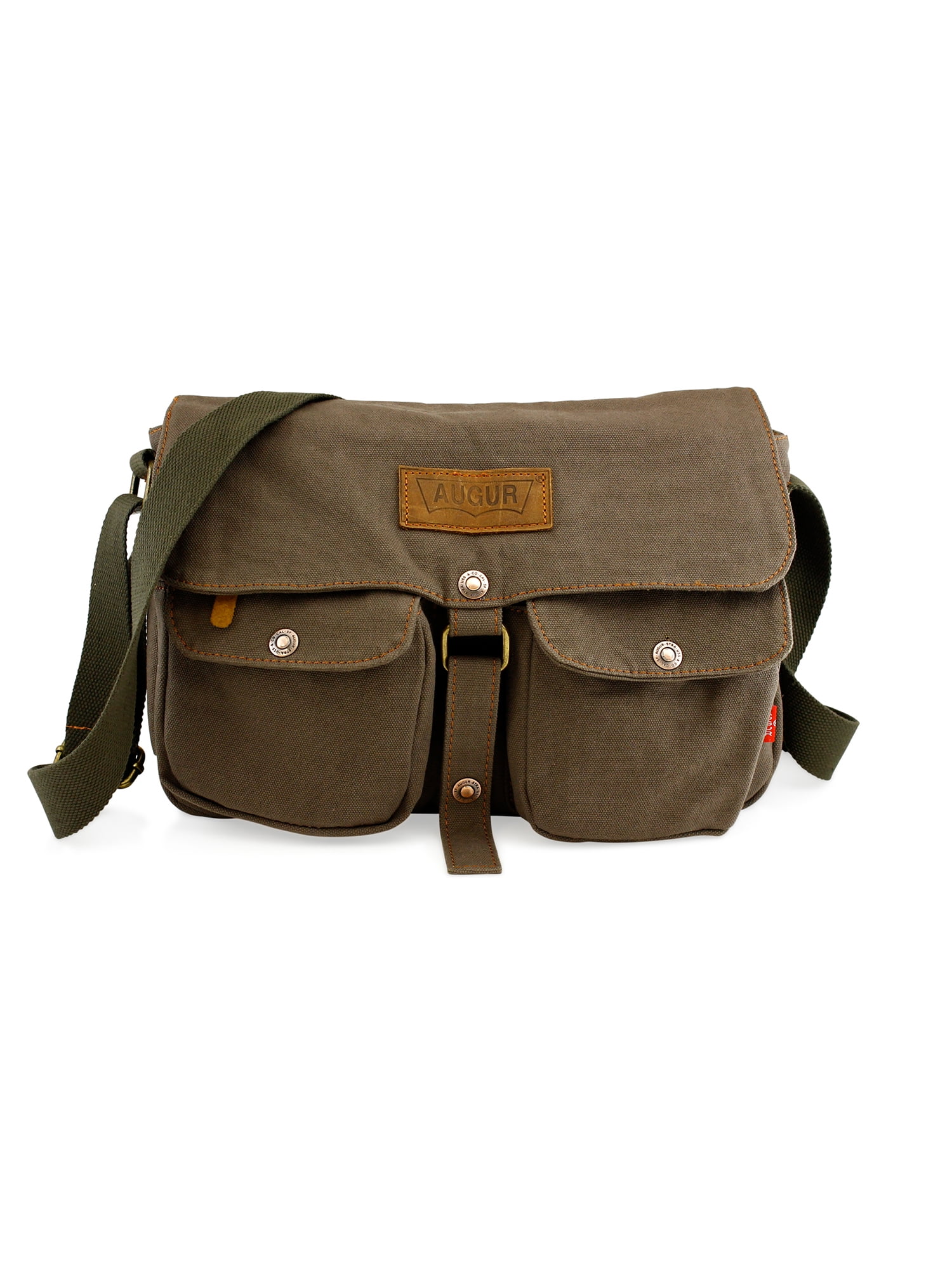 Gearonic Men's Vintage Canvas Leather Satchel School Military Shoulder Messenger Crossbody