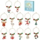 thumbnail image 1 of caja de 12 juegos de dijes navideños para vino, dijes de identificación para copas de vino de plata, cuentas de vidrio rojo y verde, aros de latón para abalorios, 1 of 3