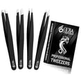 thumbnail image 1 of OCBA 4 pinzas para vello facial, mujeres y hombres, para un cuidado preciso de las cejas, pinzas profesionales de acero inoxidable con revestimiento de color negro para pelo encarnado en la nariz y la, 1 of 5